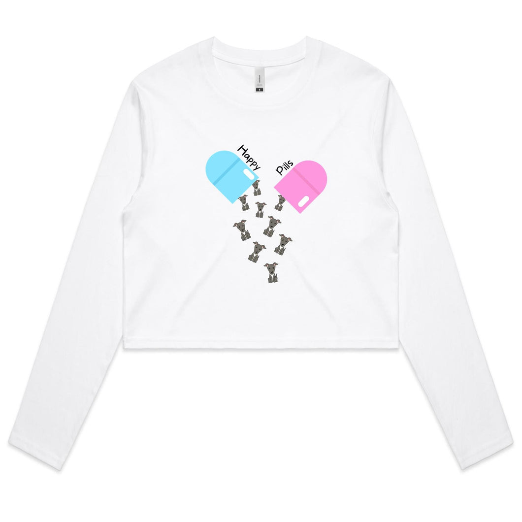 Happy Pills - Women's Long Sleeve Crop T-Shirt