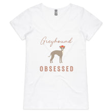 Load image into Gallery viewer, Greyhound Obsessed - Women&#39;s V-Neck T-Shirt
