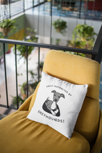 Load image into Gallery viewer, Easily Distracted by Greyhounds Graphic - 100% Linen Cushion Cover
