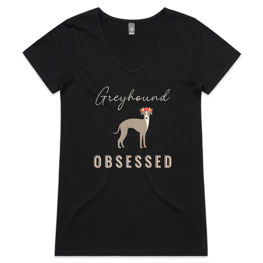 Greyhound Obsessed - Women's V-Neck T-Shirt