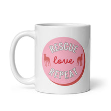 Load image into Gallery viewer, Rescue Love Repeat - White glossy mug
