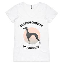 Load image into Gallery viewer, Chasing Cuddles Not Bunnies - Women&#39;s V-Neck T-Shirt
