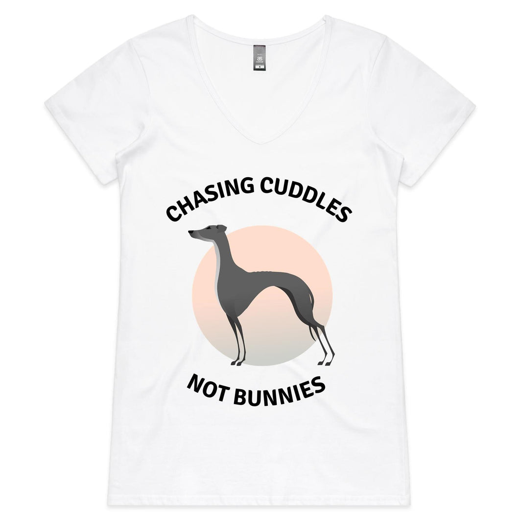 Chasing Cuddles Not Bunnies - Women's V-Neck T-Shirt