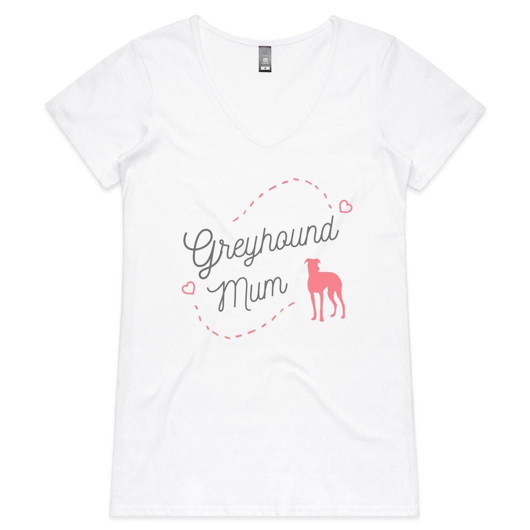 Greyhound Mum Pink Print - Women's V-Neck T-Shirt