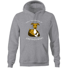 Load image into Gallery viewer, Easily Distracted by Greyhounds Graphic - Pocket Hoodie Sweatshirt
