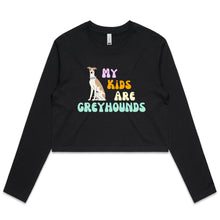 Load image into Gallery viewer, My Kids Are Greyhounds - Women&#39;s Long Sleeve Crop T-Shirt
