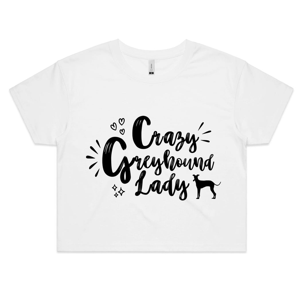 Crazy Greyhound Lady Graphic - Women's Crop T-Shirt