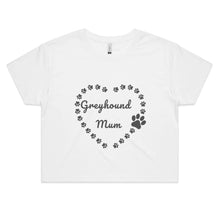 Load image into Gallery viewer, Greyhound Mum Heart Frame - Women&#39;s Crop T-Shirt
