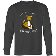 Load image into Gallery viewer, Easily Distracted By Greyhounds Graphic - Crew Sweatshirt
