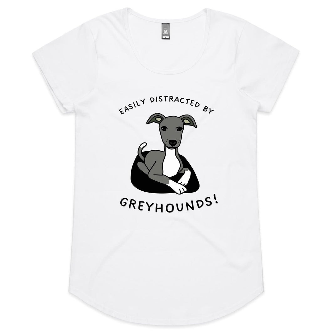 Easily Distracted by Greyhounds Graphic - Women's Scoop Neck T-Shirt