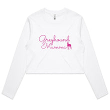 Load image into Gallery viewer, Greyhound Mumma Greyhound Silhouette - Women&#39;s Long Sleeve Crop T-Shirt
