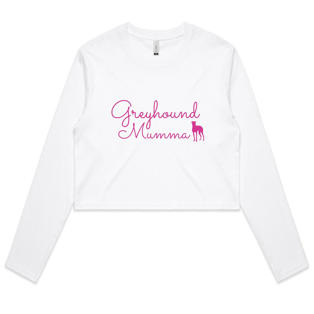 Greyhound Mumma Greyhound Silhouette - Women's Long Sleeve Crop T-Shirt