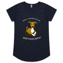 Load image into Gallery viewer, Easily Distracted by Greyhounds Graphic - Women&#39;s Scoop Neck T-Shirt
