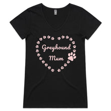 Load image into Gallery viewer, Greyhound Mum Heart Frame - Women&#39;s V-Neck T-Shirt
