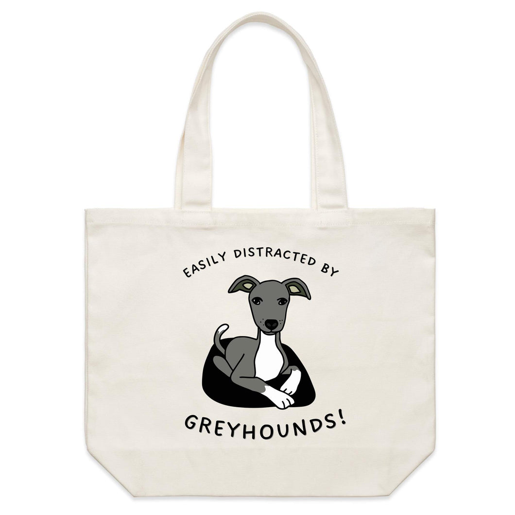 Easily Distracted by Greyhounds Graphic - Shoulder Canvas Tote Bag