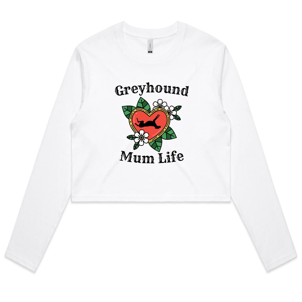 Greyhound Mum Life - Women's Long Sleeve Crop T-Shirt