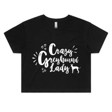 Load image into Gallery viewer, Crazy Greyhound Lady Graphic - Women&#39;s Crop T-Shirt
