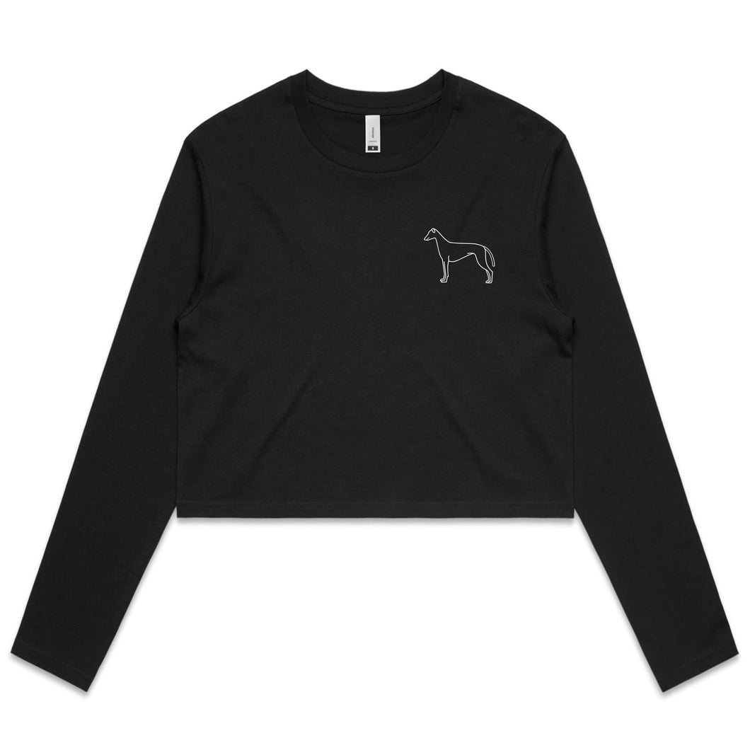 Minimalist Greyhound - Women's Long Sleeve Crop T-Shirt