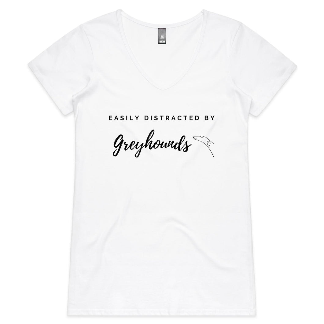 Easily Distracted By Greyhounds - Women's V-Neck T-Shirt