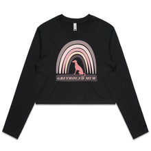 Load image into Gallery viewer, Rainbow Greyhound Mum - Women&#39;s Long Sleeve Crop T-Shirt
