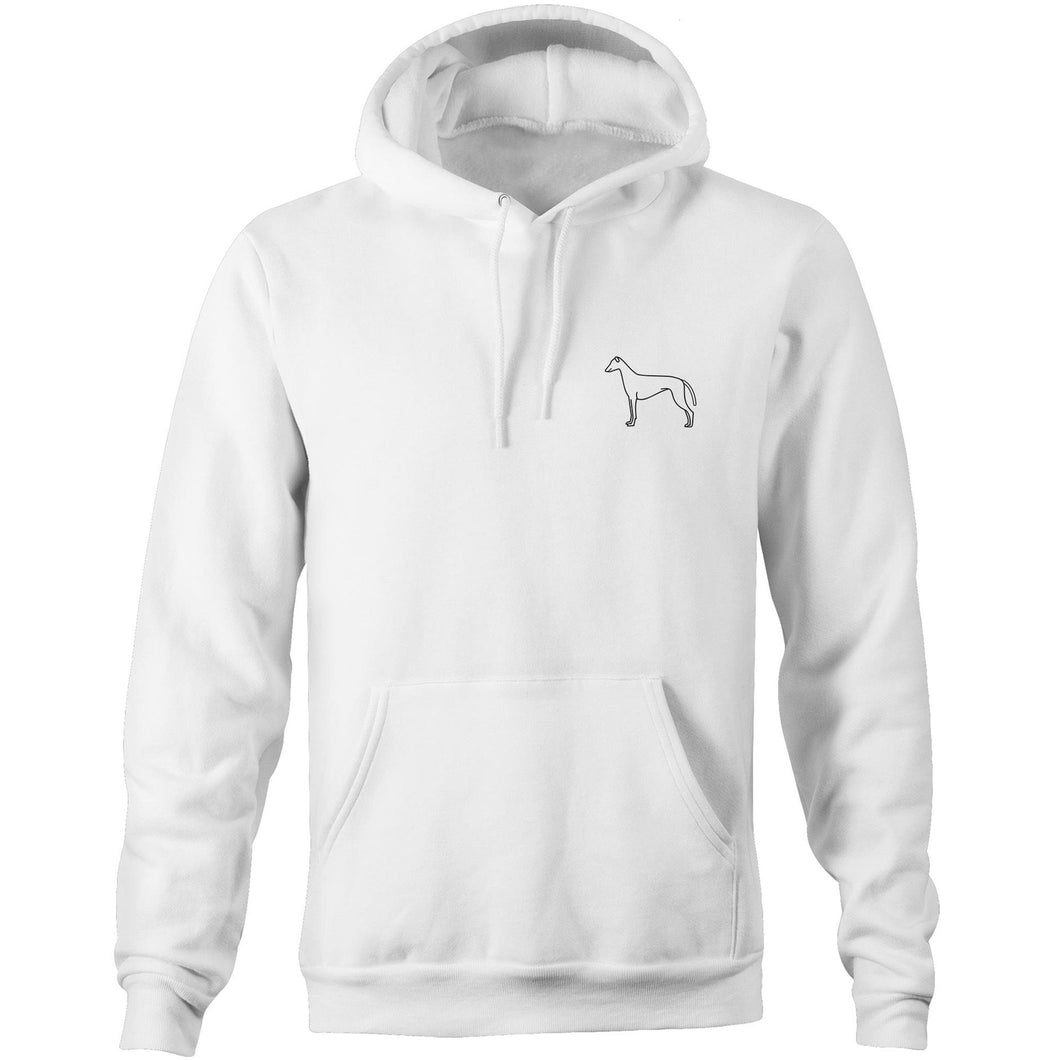 Minimalist Greyhound Outline - Pocket Hoodie Sweatshirt