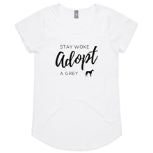 Load image into Gallery viewer, Stay Woke Adopt A Grey - Women&#39;s Scoop Neck T-Shirt
