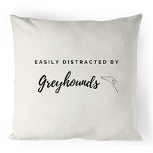 Load image into Gallery viewer, Easily Distracted By Greyhounds - 100% Linen Cushion Cover
