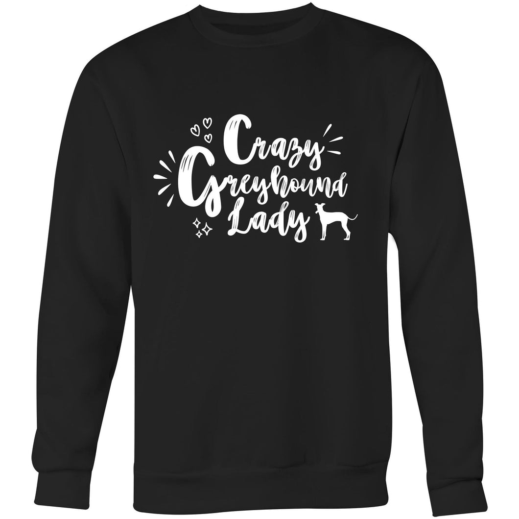 Crazy Greyhound Lady Graphic - Crew Sweatshirt