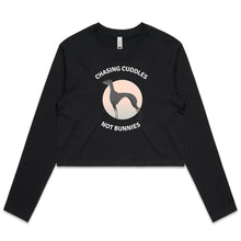 Load image into Gallery viewer, Chasing Cuddles Not Bunnies - Women&#39;s Long Sleeve Crop T-Shirt
