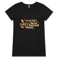 Load image into Gallery viewer, Worlds Best Greyhound Mum - Women&#39;s V-Neck T-Shirt
