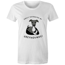 Load image into Gallery viewer, Easily Distracted by Greyhounds Graphic - Women&#39;s Classic T-Shirt
