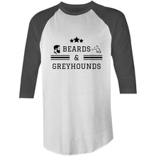 Load image into Gallery viewer, Beards and Greyhounds - 3/4 Sleeve Raglan T-Shirt
