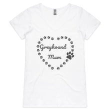 Load image into Gallery viewer, Greyhound Mum Heart Frame - Women&#39;s V-Neck T-Shirt
