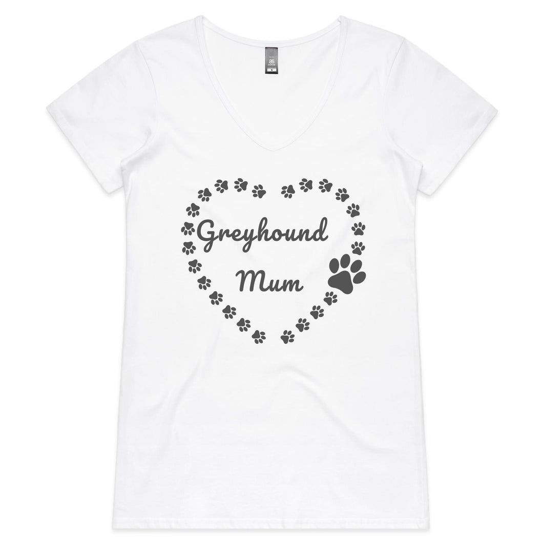 Greyhound Mum Heart Frame - Women's V-Neck T-Shirt