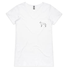 Load image into Gallery viewer, Minimalist Greyhound Outline - Womens V-Neck T-Shirt
