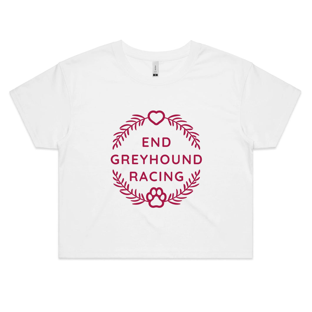 End Greyhound Racing Wreath - Women's Crop T-Shirt