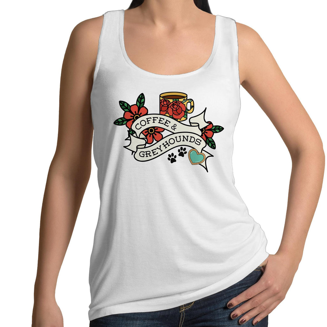 Coffee and Greyhounds Tattoo - Women's Singlet