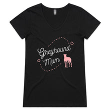 Load image into Gallery viewer, Greyhound Mum Pink Print - Women&#39;s V-Neck T-Shirt
