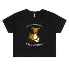 Load image into Gallery viewer, Easily Distracted by Greyhounds Graphic - Women&#39;s Crop T-Shirt
