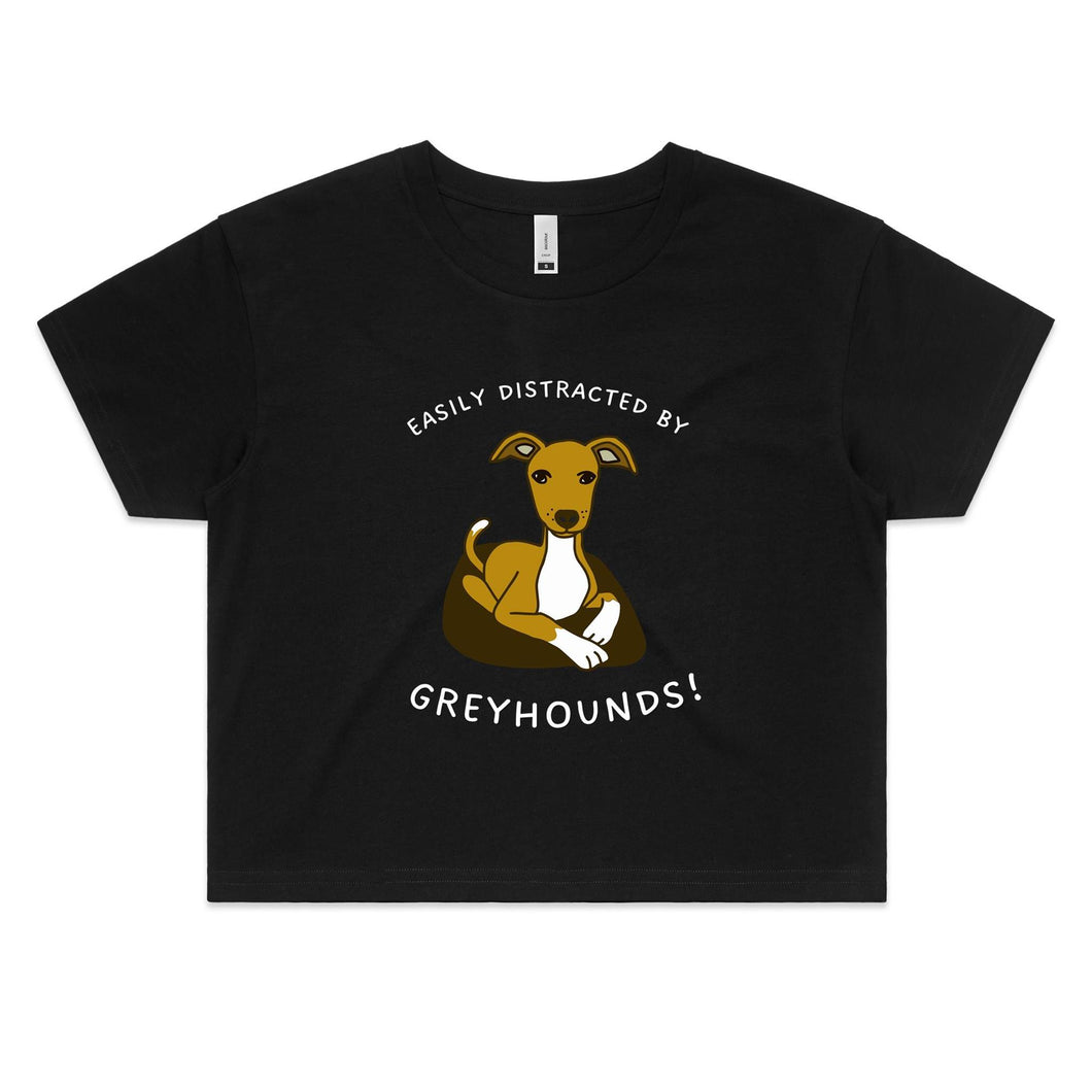 Easily Distracted by Greyhounds Graphic - Women's Crop T-Shirt