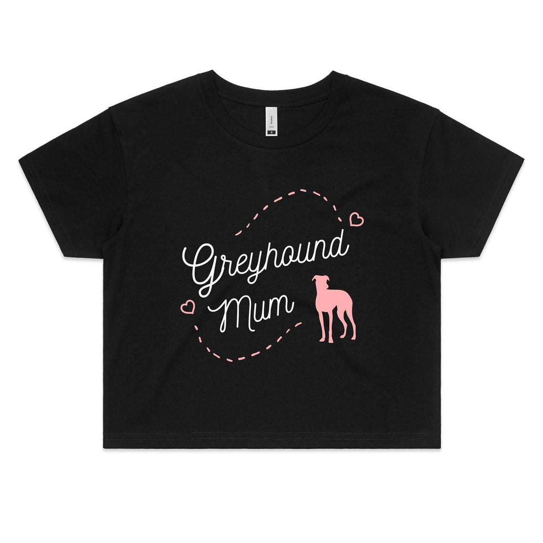 Greyhound Mum Pink Print - Women's Crop T-Shirt