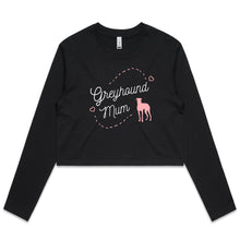 Load image into Gallery viewer, Greyhound Mum Pink Print - Women&#39;s Long Sleeve Crop T-Shirt
