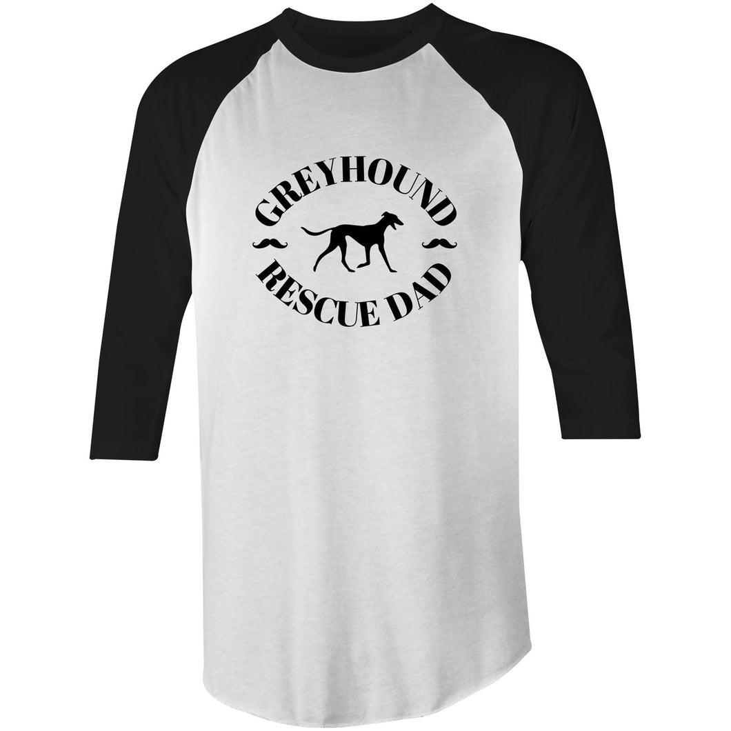 Greyhound Rescue Dad Moustache - 3/4 Sleeve Raglan T-Shirt