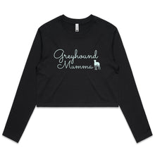 Load image into Gallery viewer, Greyhound Mumma Greyhound Silhouette - Women&#39;s Long Sleeve Crop T-Shirt
