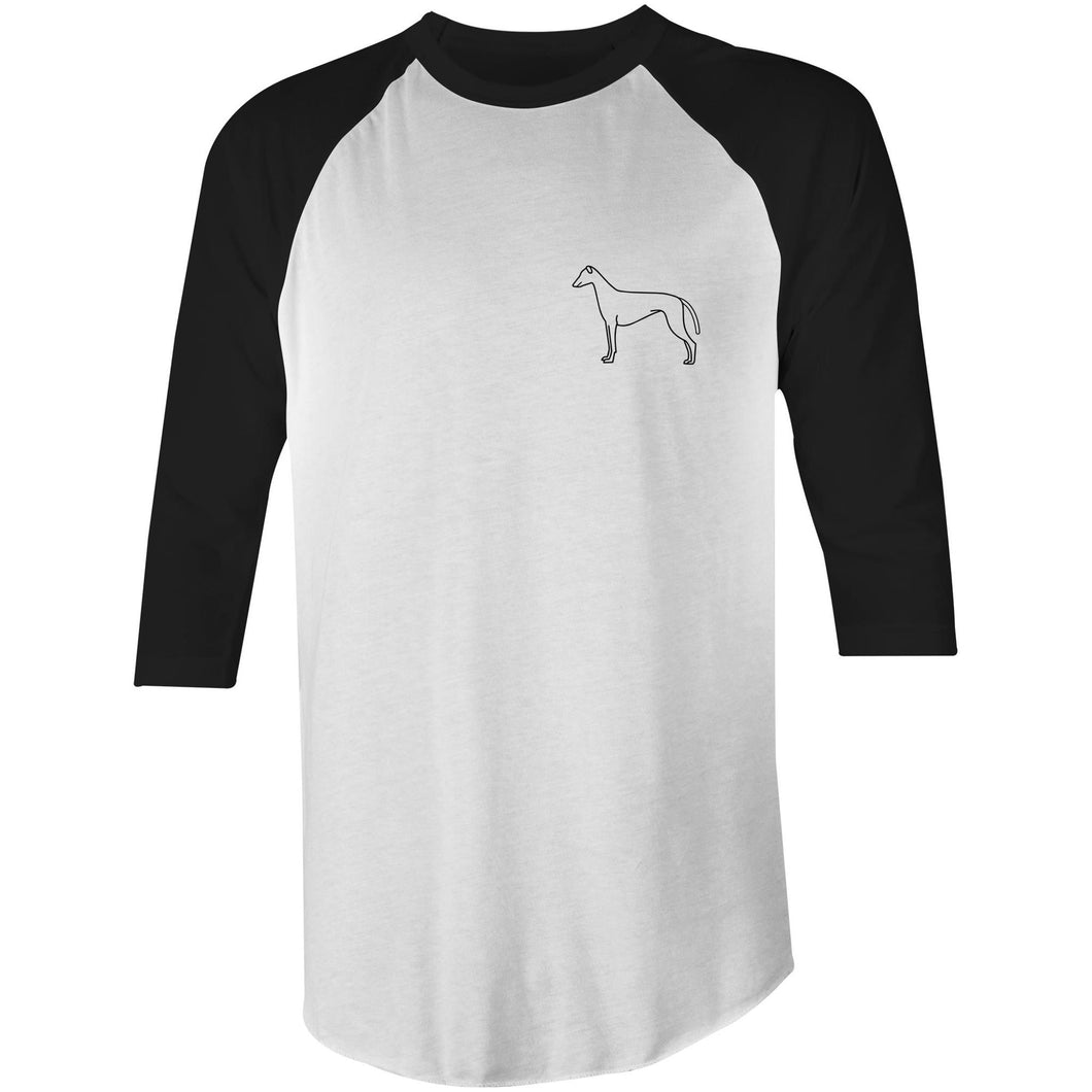 Minimalist Greyhound - 3/4 Sleeve Raglan T-Shirt