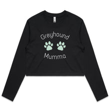 Load image into Gallery viewer, Greyhound Mumma - Women&#39;s Long Sleeve Crop T-Shirt
