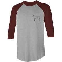 Load image into Gallery viewer, Minimalist Greyhound - 3/4 Sleeve Raglan T-Shirt
