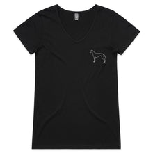 Load image into Gallery viewer, Minimalist Greyhound Outline - Womens V-Neck T-Shirt
