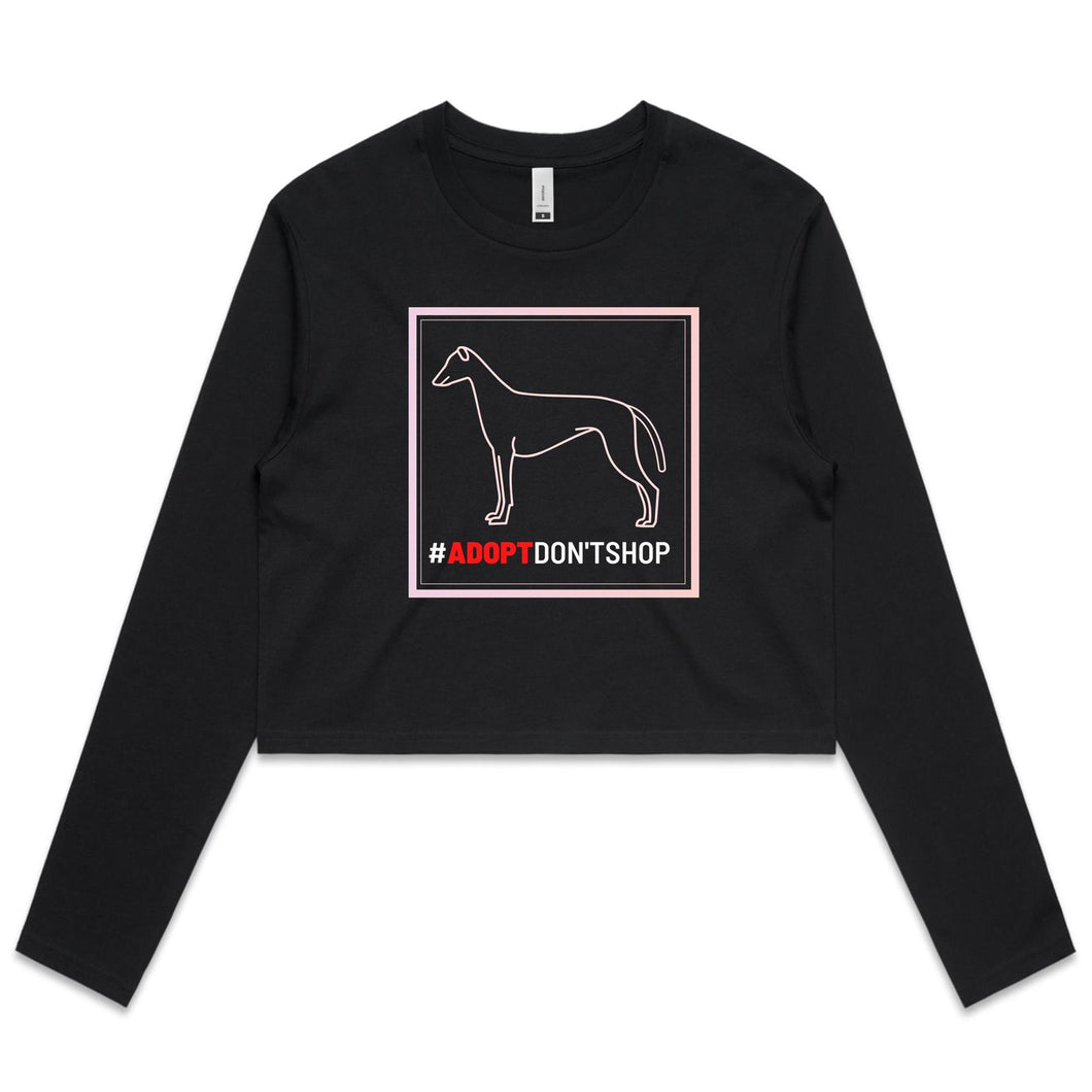 #Adopt Don't Shop - Women's Long Sleeve Crop T-Shirt