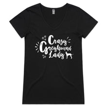 Load image into Gallery viewer, Crazy Greyhound Lady Graphic - Women&#39;s V-Neck T-Shirt
